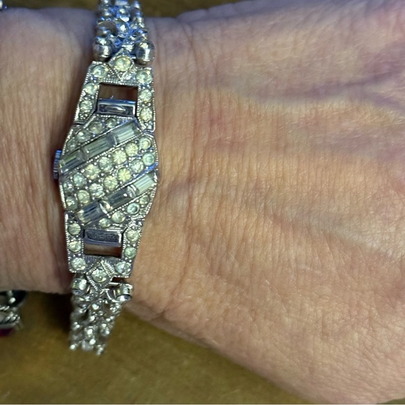 Vintage Harman rhinestone hidden face wind up watch